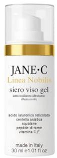 JANE·C Siero Viso Gel Antiage e Antimacchia con Centella asiatica, Peptidi, vitamina C,E .Per pelle mista e grassa |Skincare coreana seboregalatore| Prodotto in Italia| 30 ml