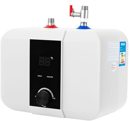 TONFEION 6L Warmwasserspeicher Wasserboiler, Untertischboiler 1500W 220V, Elektro Durchlauferhitzer Boiler mit LED-Digitalanzeige, Warmwasserboiler Mini-Tank-Wassererhitzer für Badezimmer, Küchen