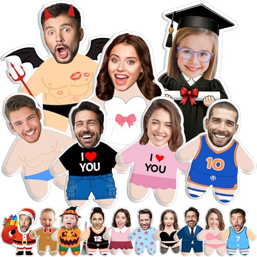 Busparst Personalisiertes Fotokissen mit Niedlichem Kopf – 3D-Doppelseiten-Kopfkissen für die Sofadekoration