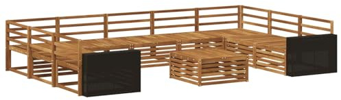 vidaXL Outdoor-Sofagarnitur 10 pcs Natur Massivholz Akazie, Gartenmöbel Set, modernes Sofa für den Außenbereich, Lounge ganz entspannt, Terrasse, Patio