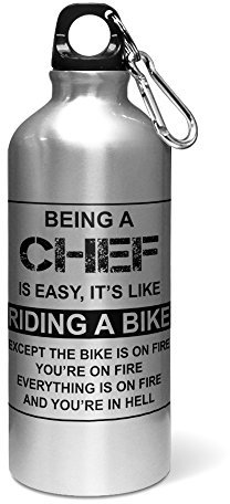 600ml Being A Chef Is Easy It's Like Riding A Bike Aluminium Sports Water Bottle/Canteen