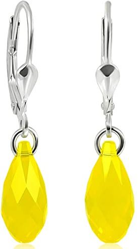 Ohrringe Ohrhänger 925 Silber Marken Kristalle Yellow Opal NOBEL SCHMUCK