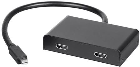 Monoprice 2-Port Mini DisplayPort 1.2 to HDMI Multi-Stream Transport (MST) Hub, Mini DP to HDMI