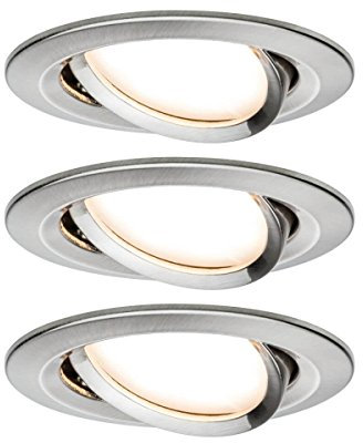 Paulmann 93447 Einbauleuchte LED Coin Nova rund 6,5W Eisen 3er-Set schwenkbar IP23 sprühwassergeschützt