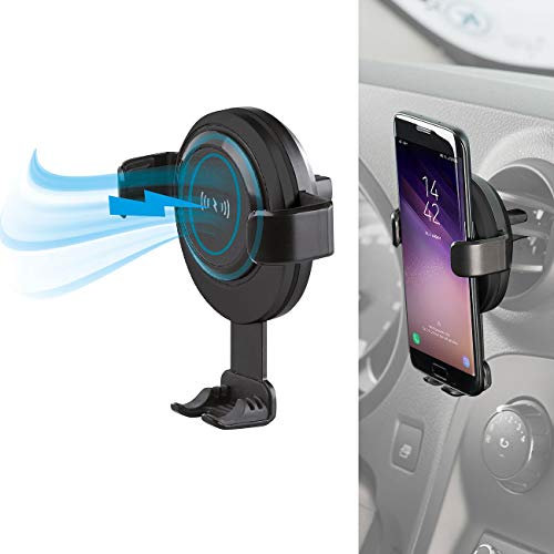 Callstel Kfz-Smartphone-Ladehalter für Lüftungsgitter, Qi-kompatibel, 2 A, 10 W (kabelloses automatisches Autoladegerät)