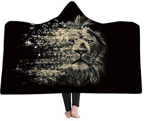 3D Tier Wolf mit Kapuze Decke Super Weiche Tagesdecken Wohndecke Kuscheldecke Schlafdecke Sofadecke für Kinder Erwachsene (Style 4, 130 * 150cm)