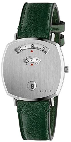Gucci Gucci Grip Silver Dial/Green Leather Strap One Size, Quartz Movement