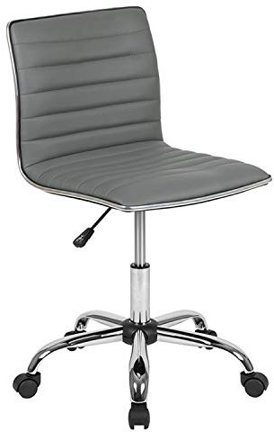 Flash Furniture Silla de Oficina giratoria Alan, con Respaldo bajo, sin Brazos, Gris Claro, Acanalado