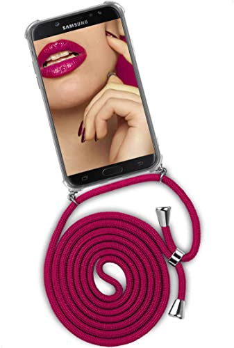 ONEFLOW Twist Case – Handyhülle mit Band für Samsung Galaxy J5 (2017) - Handykette zum Umhängen, Hülle mit Kette abnehmbar, Handy Umhängeband, Schutzhülle und Kordel – Rosa Pink