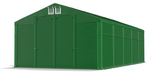 DAS COMPANY Lagerzelt 5x10x2.5m Wasserdicht Dunkelgrün Zelt 560g/m² PVC Plane Ganzjährig Zelthalle Winter SD - Zeltgarage Winterfest - Dachzelt Hartschale - Zeltgarage - Weidezelt