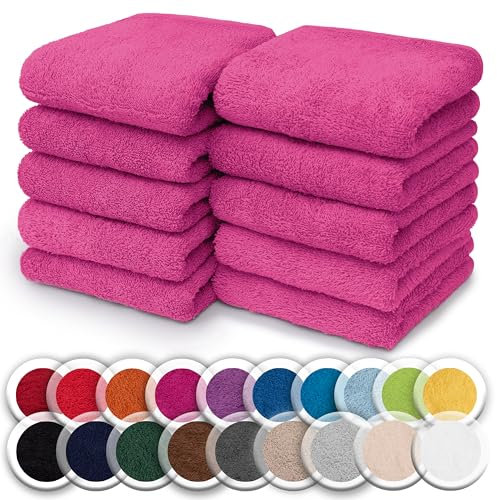 NatureMark 10er Pack Waschlappen | 100% Baumwolle | Frottier Seiflappen | Größe 30 x 30 cm | Frottee Seiftücher im 10er Pack Farbe: Pink