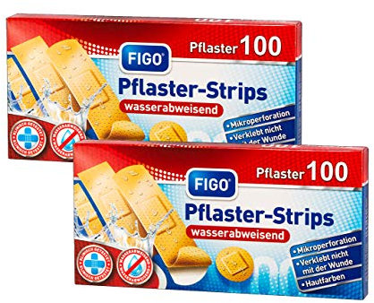 varivendo Notizblock + Figo Pflaster Strips wasserabweisend in 4 verschiedenen Größen Heftpflaster Pflasterbox (200 Pflaster + Notizblock)