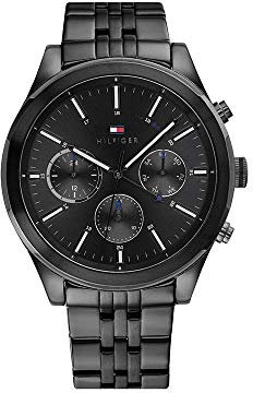 Tommy Hilfiger Multi Zifferblatt Quarz Uhr für Herren mit Schwarzes Edelstahlarmband - 1791738