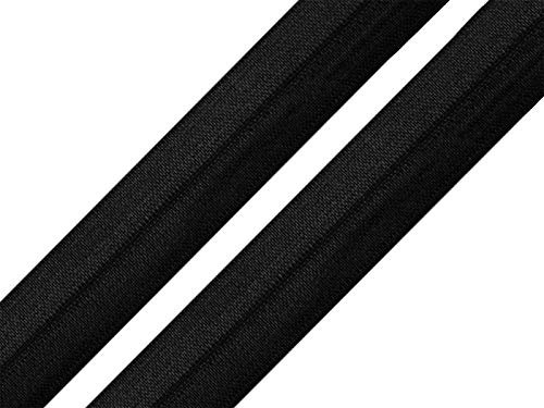 maDDma 1m Falzgummi 20mm Faltgummi elastisches Einfassband Schrägband Saumband Farbwahl, Farbe:schwarz