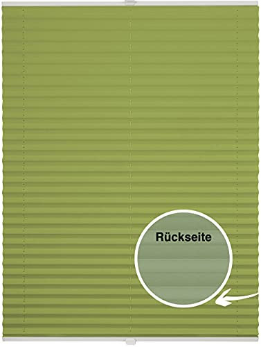 ondeco Plissee nach Maß Thermo für Fenster innen Montage in Glasleiste mit Spannschuh Sonnenschutz-Rollo Lichtschutz Blickdicht leichte Verdunkelung Hellgrün B: 111-120 cm, H: 101-150 cm