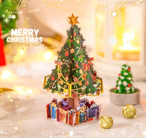 3D Karte für Weihnachten Pop Up Weihnachtskarte mit Umschlag Tannenbaum Geschenkkarte Dreidimensional Karten Weihnachten Grußkarte Klappkarten