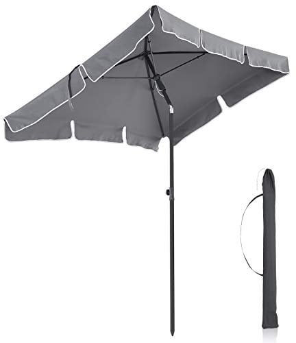 SONGMICS Sonnenschirm 180 x 125 cm, Balkonschirm UPF 50+, Sonnenschutz, beidseitig um 30° knickbar, höhenverstellbar, mit Aufbewahrungstasche, für Garten, Terrasse, ohne Ständer, grau GPU180G01