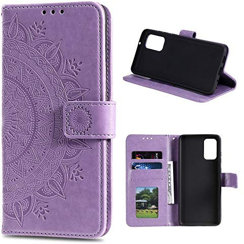 CoverKingz Handy Tasche kompatibel mit Xiaomi Mi 10T / Mi 10T Pro - Handycase mit Kartenfach Handyschutzhülle Cover - Smartphonehülle klappbar Motiv Mandala Lila
