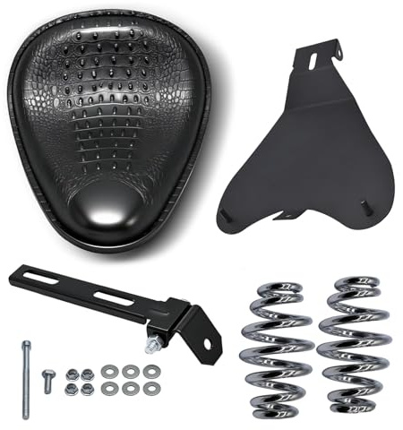 waltyotur Motorcycle PU leather Solo Seat Spring w/Seat Base Black Replacement for Honda Shadow Spirit ACE VT 1100 750 Yamaha Kawasaki Suzuki Sportster Bobber Chopper Harley-Davidson