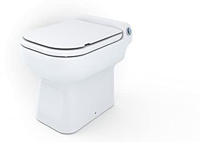 Aquacompact Design - WC Broyeur rectangle Double Chasse Éco, Cuvette Anticalcaire, Abattant Antibactérien, Puissant, Relevage 3m Vertical, 30m Horizontal, 500W, Fabrication Française, Garantie 2 Ans
