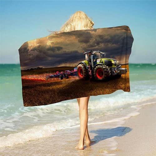 JXSMYT Trecker Traktor Strandtücher Mikrofaser Strandtuch, Badetuch,Handtuch,Strandtuch für Kinder,Schnelltrocknend Kein Sand,Strandtuch XXL (TLJ-2,90x180cm)