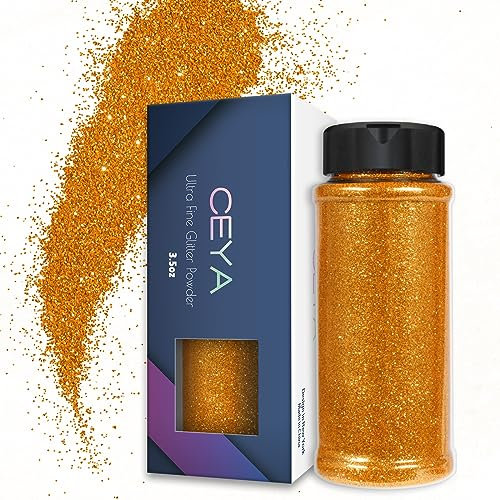 Ceya 3.8oz/ 110g Ultra Fine Glitter Powder Flame Orange Crafts Glitter 1/128” 0.008” 0.2mm for Slime Epoxy Resin Craft Tumbler Jewelry Nail Art Festival Makeup Scrapbook Painting Wedding Cards