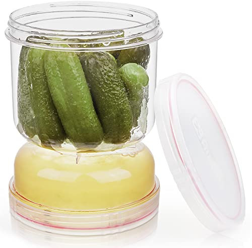 AIxibu Gurken-Glas mit Siebklappe, 1,2 l Gurken-Flip-Glas mit doppelt auslaufsicher, Lebensmittelaufbewahrungsbehälter mit Gurken (1 Stück)