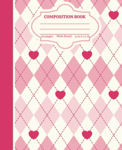 Composition Notebook Pink Plaid: Pink Plaid Aesthetic Preppy Wide Ruled Notebook for Girls, Back to School, Cute, unique notebook