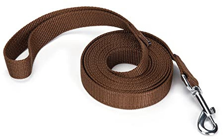 Siumouhoi Laisse de dressage pour chien en nylon solide et durable, corde de traction de 2,5 cm de large, 1,8 m, 3 m, 4,6 m de long, pour chiens de petite et moyenne taille (marron, 3 m)