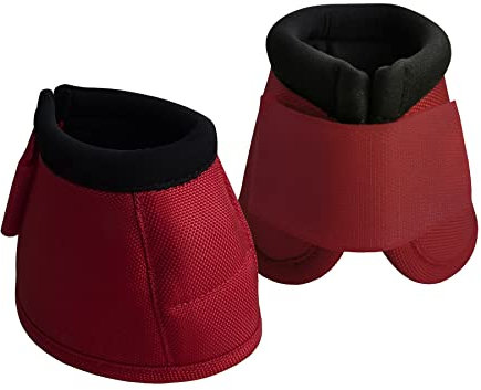 Gallopoff 2520D Horse Bell Boots, No-Turn Horse Bell Boots, Equine Ballistic Hoof Overreach Bell Boot, Paar WineRed Large