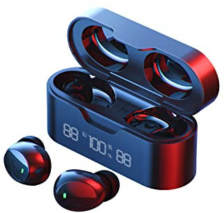 HomeWholesaleMarket Auriculares Inalámbricos,Auriculares In Ear Bluetooth 5.1, Grave Profundos, Micrófono de Alta definición, IPX7 Impermeable Cascos Inalambricos Deportes con Estuche de Carga USB-C