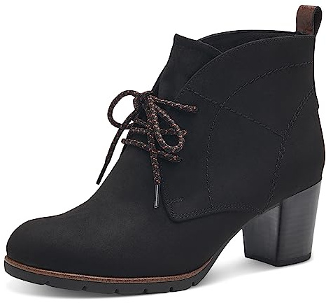 MARCO TOZZI Damen Stiefeletten zum Schnüren Elegant Blockabsatz, Schwarz (Black Comb), 36