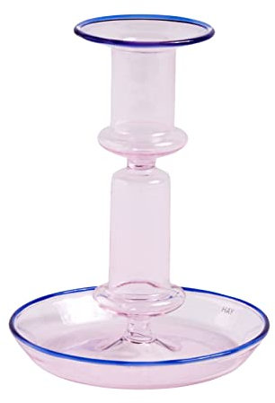 Hay Flare Kerzenständer aus Borosilikatglas in der Farbe Rosa, Maße: 11cm x 11cm x 14cm, 507955