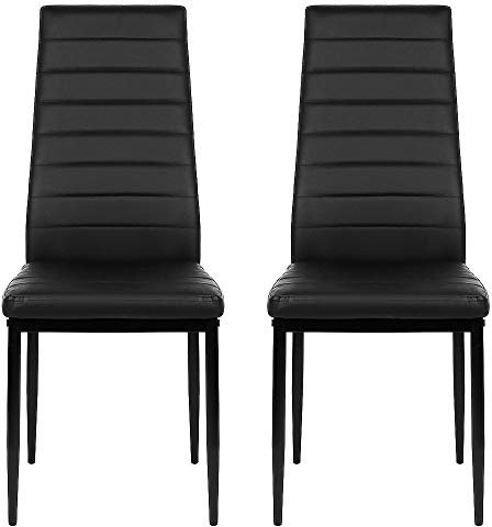 2 Esszimmerstühle, SGS getestet, Esszimmerstühle, dicke Polsterung, Stühle für Esszimmer, moderne Esszimmerstühle, 2-teilig (schwarz)