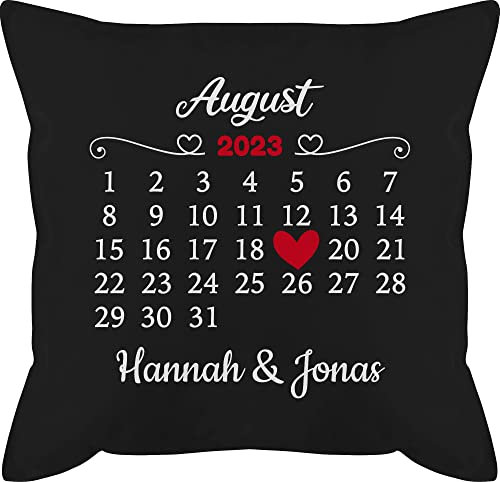 Kissen 50x50 - Partner Ideen Datum für Paare - 50 x 50 cm - Schwarz - Couple Pillow partnerkisen Valentinstag Paar männerkissen ich Liebe Dich Geschenke