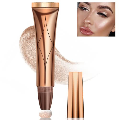 Creme Kontur Schönheitszauberstab,KXAMELIE Flüssige Kontur Stock mit Kissenapplikator Seidige Flüssigkeit Bronzer Stick Wasserdichte leichte Gesicht Concealer Konturierung mit mattem Finish