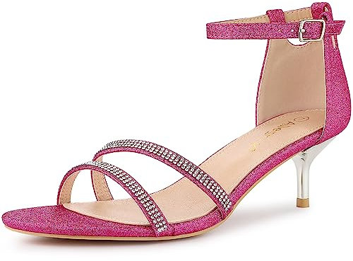 Allegra K Women's Glitter Stiletto Heels Kitten Heel Sandals Hot Pink 6.5 UK/Label Size 8.5 US