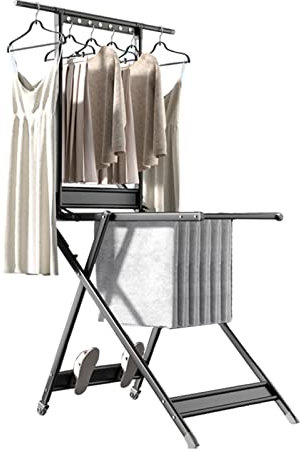 Colgador Abatible Para Tendedero, Tendedero Balcón Barandilla, Tendedero Para Calcetines, Tendedero Para Ropa Interior, Plegable, Tendedero Extensible Y Ajustable Para Ropas Con Ruedas ( Color : Black