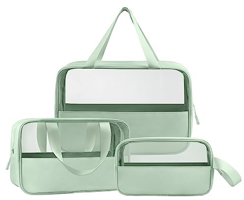 Clear Toiletry Bag, 3pcs Makeup Bag with Zippers, Handing Travel Accessories Portable Waterproof Cosmetic Wash Bags for Women and Men