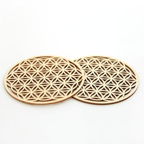 Ensemble de Dessous de Verre Fleur de Vie : Décoration Murale et Énergétique, Idéal pour Méditation, Lithothérapie et Cadeau Femme (Lot de 2)