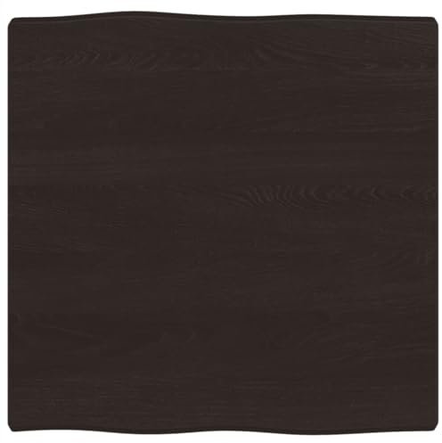 vidaXL Tischplatte, Holzplatte für Tisch Esstisch Couchtisch, Massivholzplatte Handgefertigt mit Baumkante, Ersatztischplatte, Dunkelbraun 60x60x(2-4) cm Massivholz Behandelt