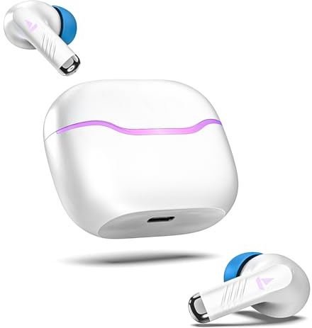 boAt Immortal 125 TWS in-Ear Earbuds w/up to 40 hrs Playtime, Quad Mics with ENx Tech, Beast Mode with 40 ms Super Low Latency, ASAP Charge, IPX4 Resistance, RGB LED Lights, BT v5.3(White Sabre)