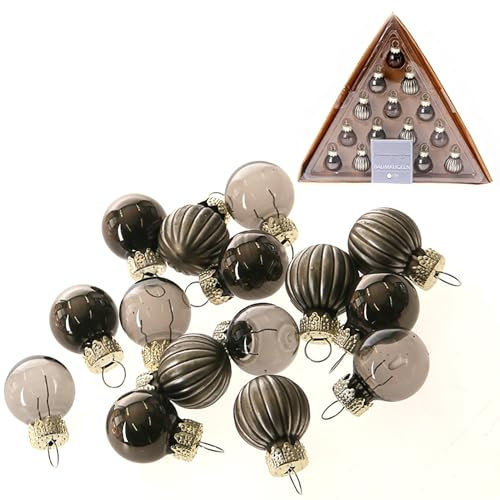 15 x Mini Baumkugeln aus Glas zum Hängen - Ø 2 cm - Kleine Christbaumkugeln - Glaskugeln - Mini Weihnachtskugeln Farbe Antik-Gold