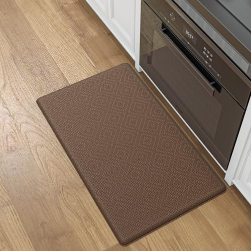 DEXI Alfombra Cocina Vinilica, Antideslizante y Lavable, Resistente al Aceite e Impermeable, PVC Alfombras Antifatiga para Oficina, Lavadero, Comedor, 44 x 75 cm, Marrón