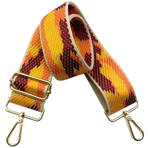 Verstellbarer Taschengurte Breit 5cm Schultergurt für Taschen, Taschengurte zum Wechseln Goldener Karabiner Schulterriemen fur Damen und Herren Handtaschen Crossbody DIY Zubehör (Orange/Gelb)