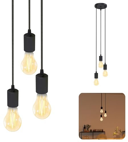 SSC-LUXon PARU Hängeleuchte 3-flammig Retro - Industrial Style Pendellampe inkl. Smart Home CCT LED Birnen Wifi App Steuerung