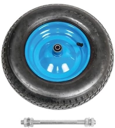 Elkoza® 16 4.80/4.00-8 2PR 12mm Bore 390X90 Pneumatic Wheelbarrow Wheels Sack Truck Trolley Wheel Axle Solid Tyre for Garden Heavy Duty Trolley Barrow Truck Replacement Wheelbarrow Wheel