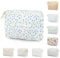 Dot-Blue Cotton Floral Travel Makeup Bag, Portable Cosmetic Storage Bag for Women & Girls
