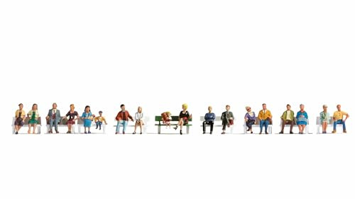 NOCH® XL-Set „Sitzende“, handbemalte Figuren, 18-teilig für die Modellbahn Spur H0, perfekt für Szenerien und Dioramen