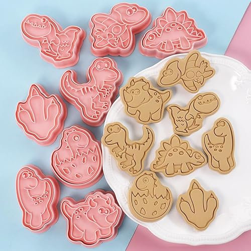 Plätzchen Ausstecher, 8 Stück Dino Keksausstecher Groß,Dinosaurier Ausstechform aus Edelstahl
